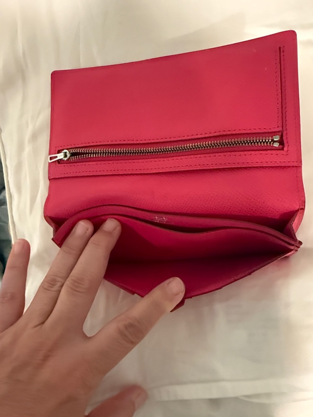 Pink Leather Wallet Clutch with Silver H Accent - Picture 7 of 7